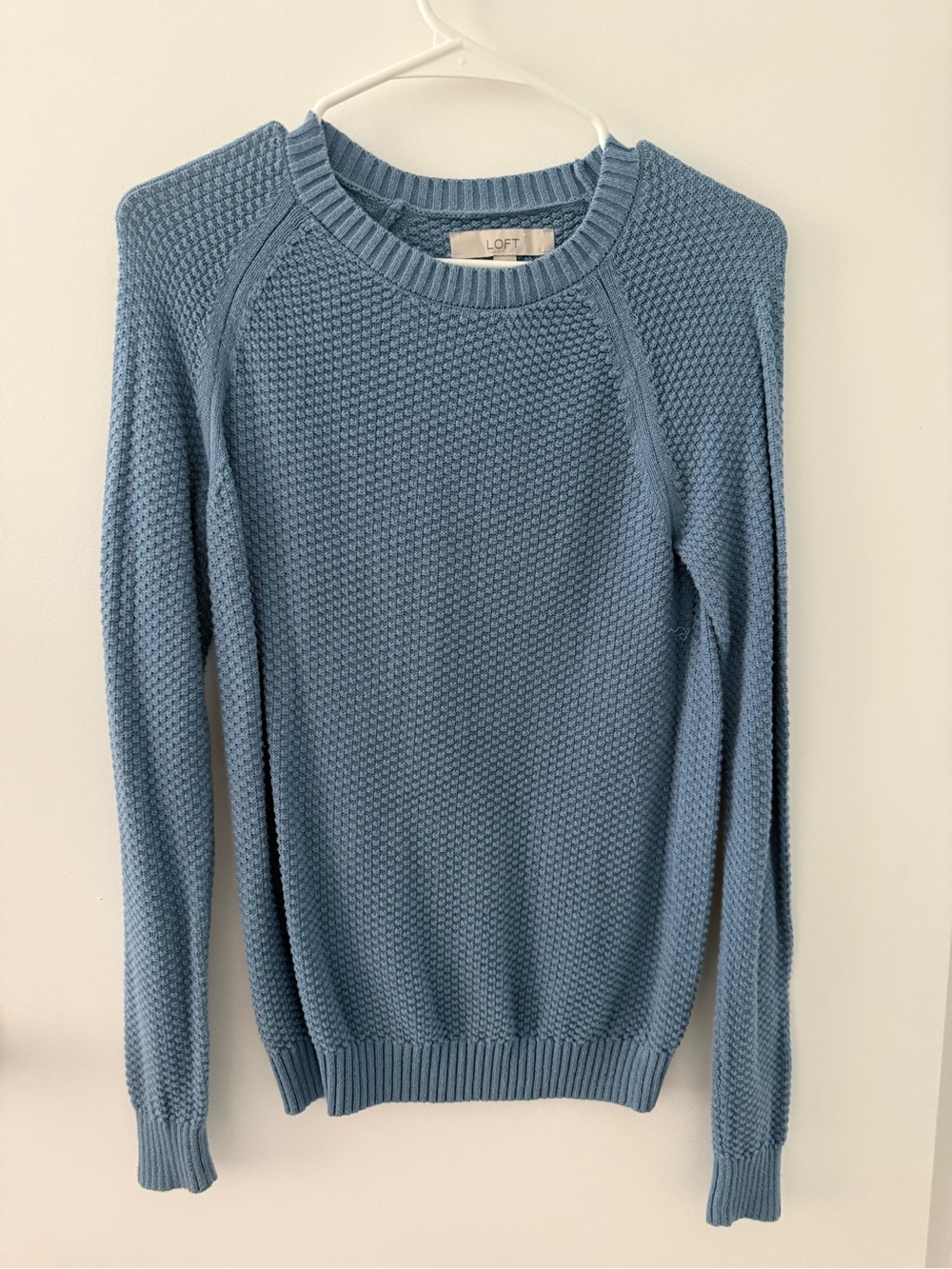 LOFT Light Blue Textured Crewneck Sweater